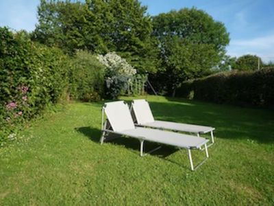 Sun loungers available — perfect for reading in the sunshine