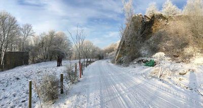 The path down to Aywaille through the nature reserve in winter. 30 minutes to walk down to Aywaille — restaurants, cafes, supermarket, shops...